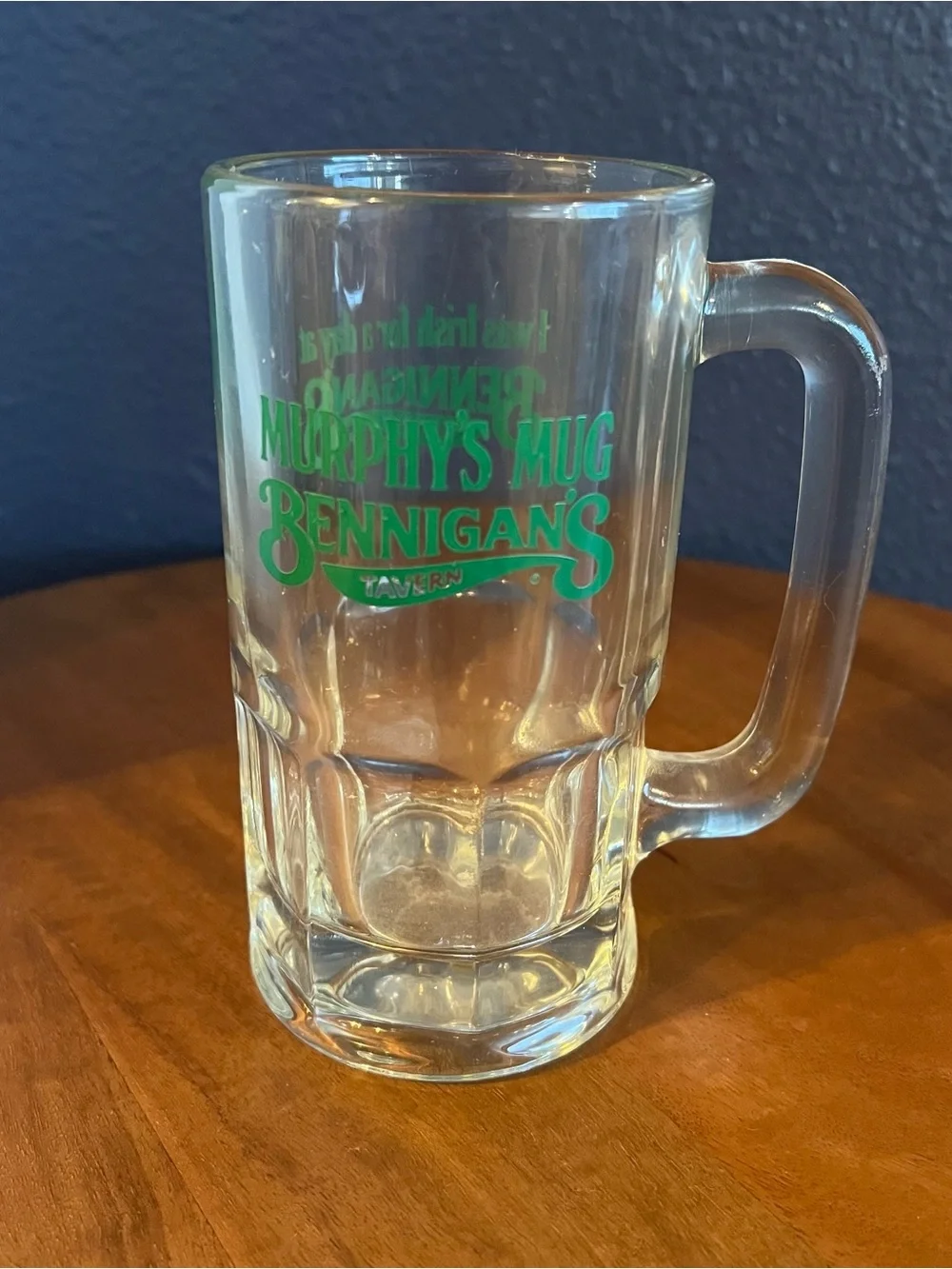 Bennigan’s Tavern Murphy’s Mug ‘I Was Irish For. A Day’ Glass Mug